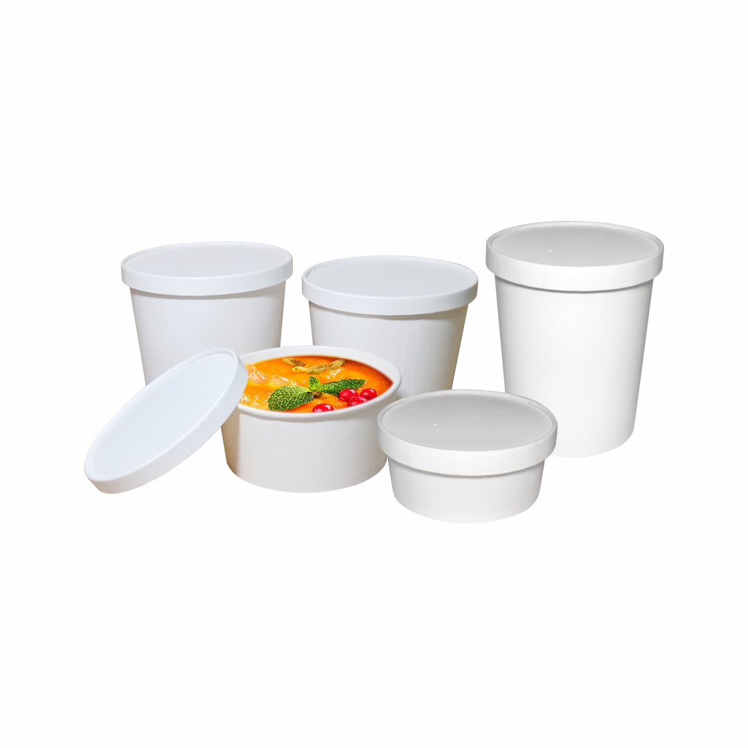 12oz Paper Food Container- White | Khaana Packaging