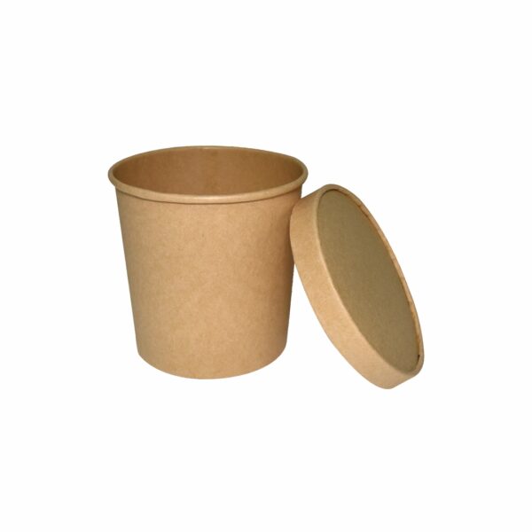 24oz Paper Food Container With Lid Kraft